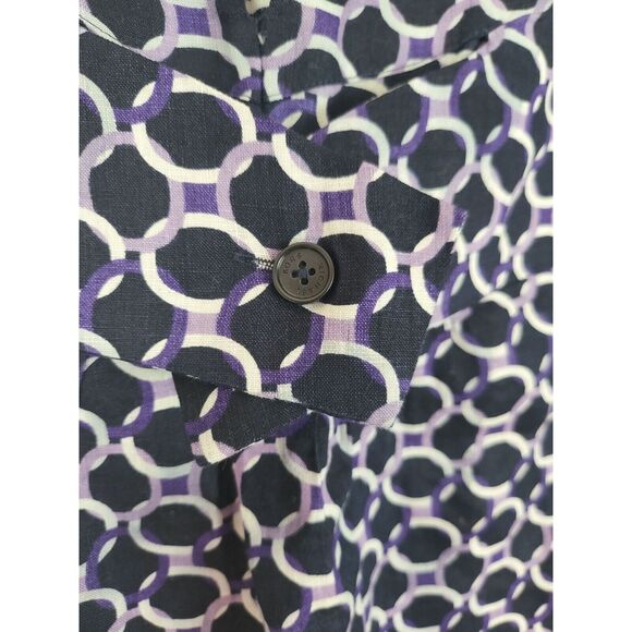 Michael Michael Kors 100% Linen Top 2 Womens Black Purple Cap Sleeve Key Hole - Picture 8 of 8